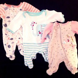 Set of 3 Footed Pajamas by Wonder Nation Preemie